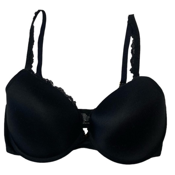 Soma Floral Lightly Padded Bra Adjustable Straps Lace Trim Size 34DD Black - Picture 4 of 12